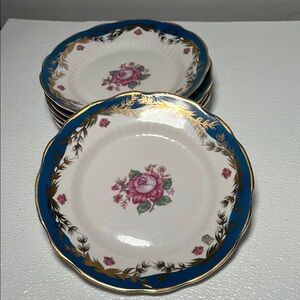 Vtg 1944 Salad/Lunch Plates Gold Trim V.M.Tregubova, Korosten Ukraine USSR RARES